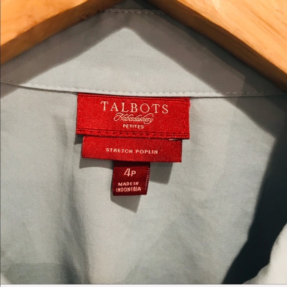 Talbots Blue Stretch Poplin Ruffles Button Down - Picture 6 of 6